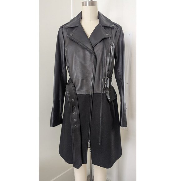 NWT BCBGMAXAZRIA NEW JASMINE LEATHER LONG JACKET/COAT in size S - Picture 7 of 12